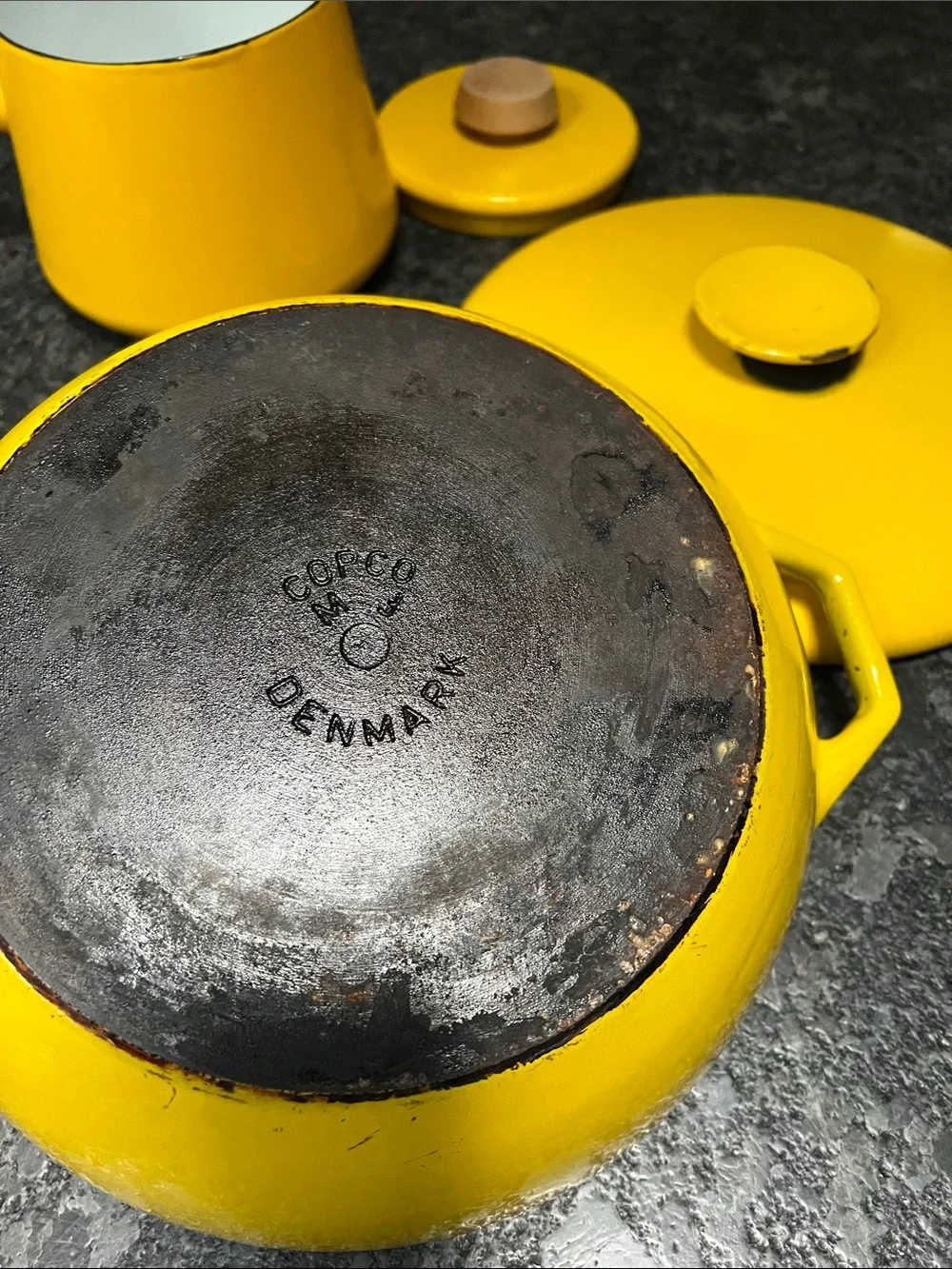 6 Piece Yellow Enamel Steel Aluminum Pots Pans